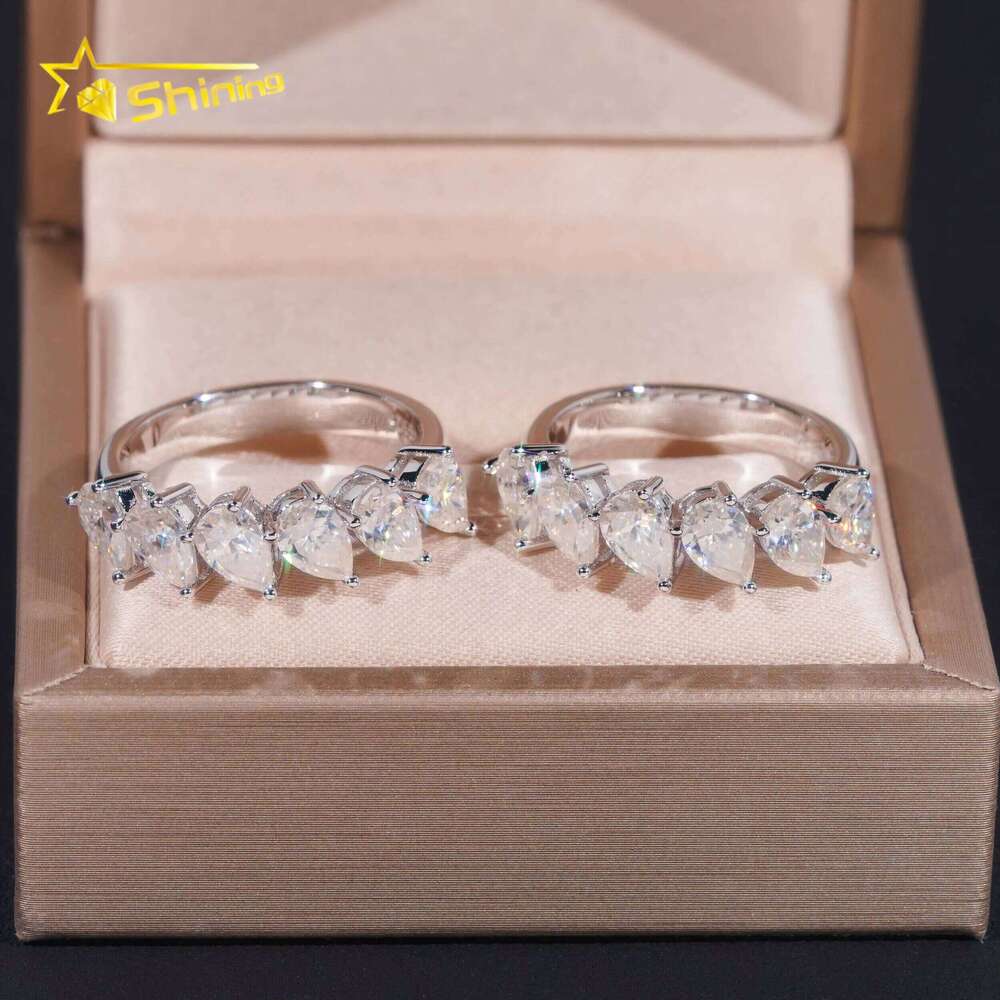 Fast Shipping Price Sterling Silver Half Eternal Pear 4 * 6mm VVS Silicon Stone Ring
