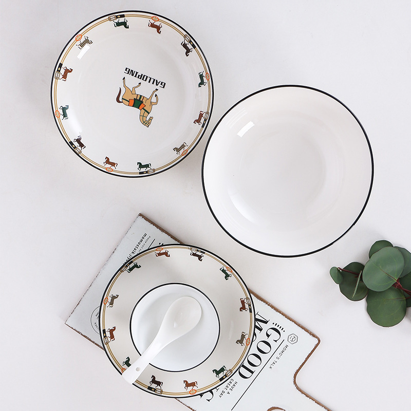 Bowl and Dish Set Home European 2025 New Jingdezhen Bone Porcelain Tableware Nordic Ceramic Rice Bowl Plate Combination Gift R250702