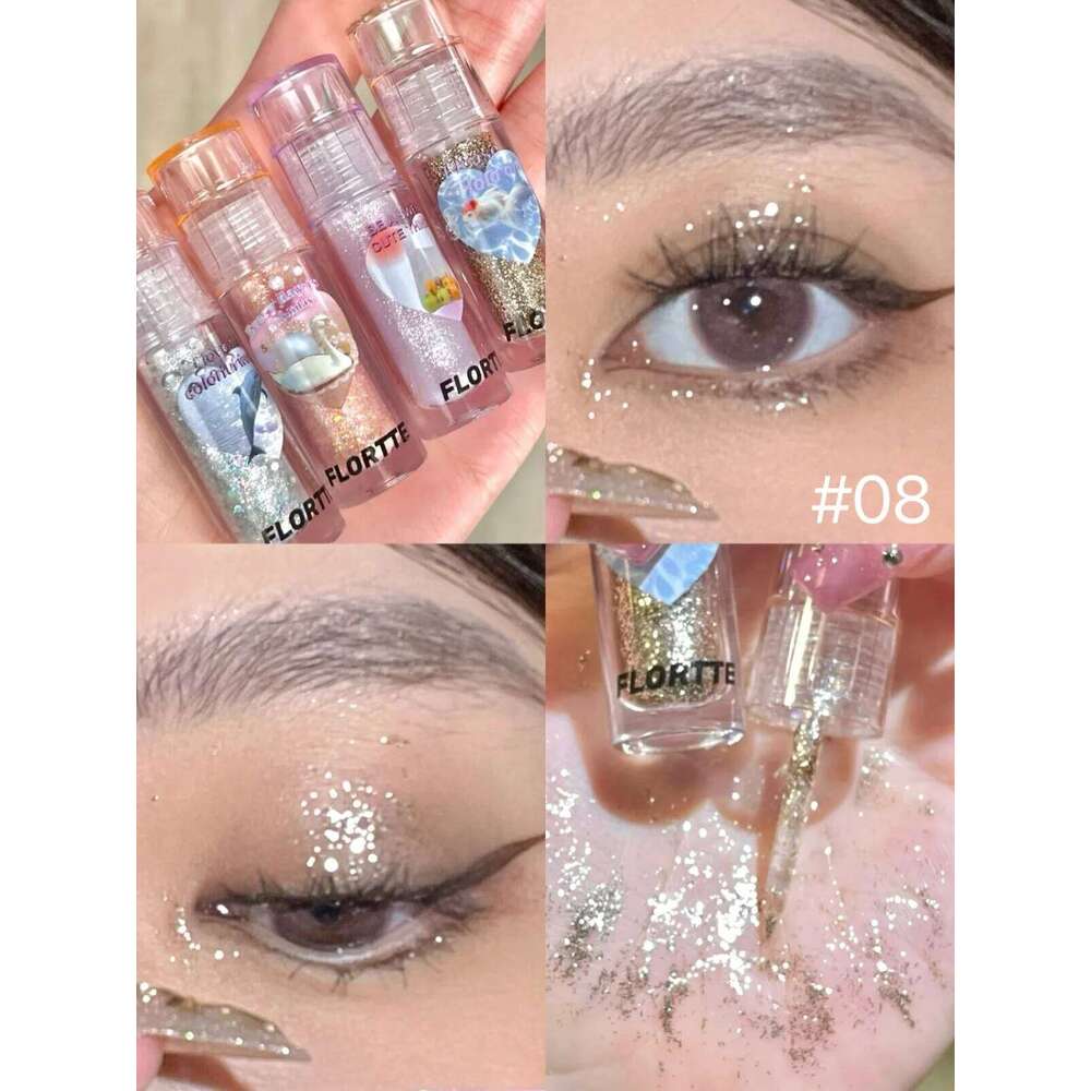 FLORTTE Liquid Glitter Fine Shimmer Waterproof Matte Silkworm Brightening Eyeshadow X250702 X250702 X250702