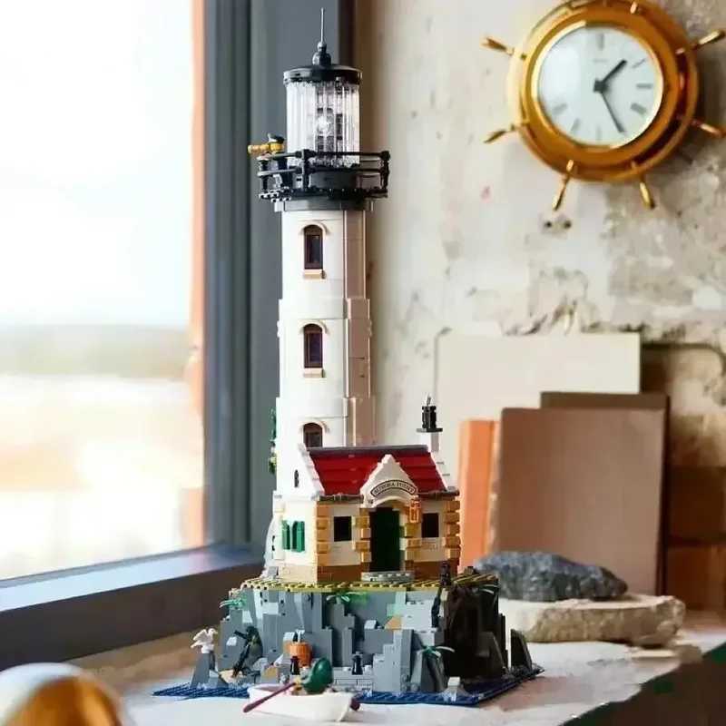 Electric Lighthouse Model Building Block Motorized Bricks Assembly Kids Toys For Children Birthday Christmas Gifts Y250701