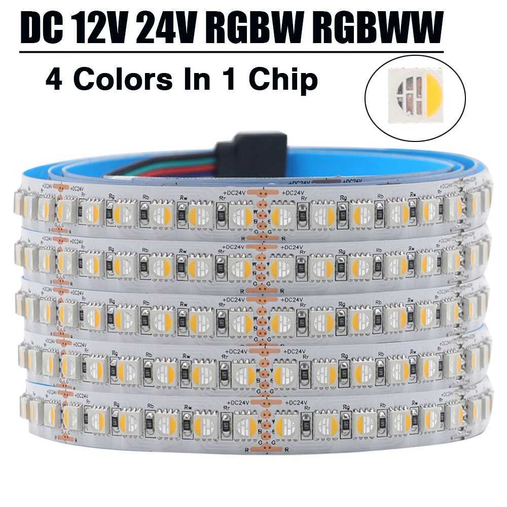 RGBW RGBWW LED Strip DC 12V 24V 4 Colors In 1 Chip SMD 5050 60 108 120 Leds/M Flexible Ribbon Tape Rope Light W250701