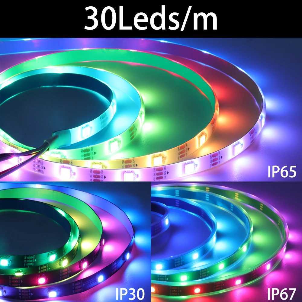 WS2812B RGB LED Strip WS2812 5050 Individually Addressable Smart Lights 30/60/74/96/144/Leds/Pixels White Black PCB DC5V W250701