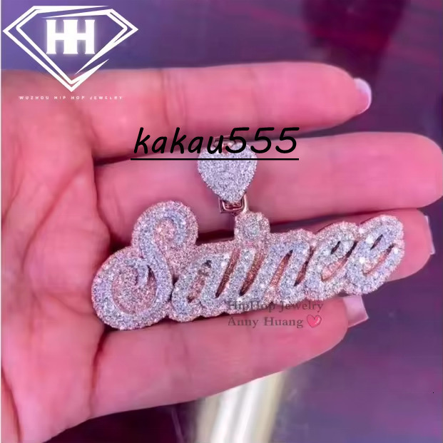 Rapper Jewelry Mens 925 Sterling Silver Moissanite Diamond Pendant Rose Gold Two Tones Heart Clasp Custom Name Letter Pendant