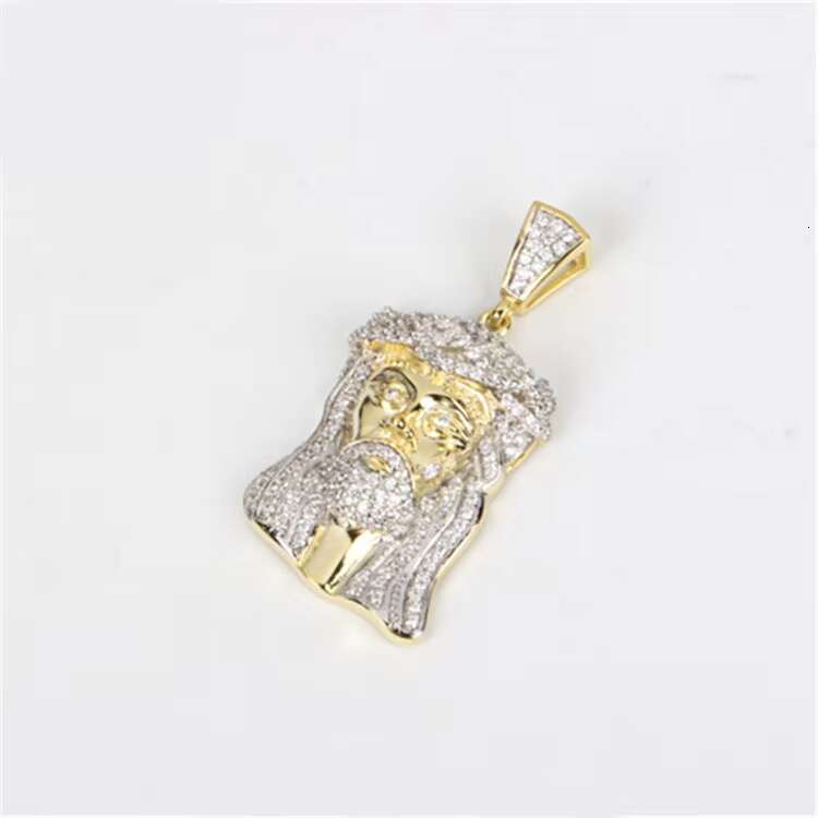 LUCK Hiphop Yellow Gold Color 925 Silver Jewelry Hip Hop Ice Out Gra Vvs Cuban Tennis Necklace Chain Mossanite Jesus Pendant