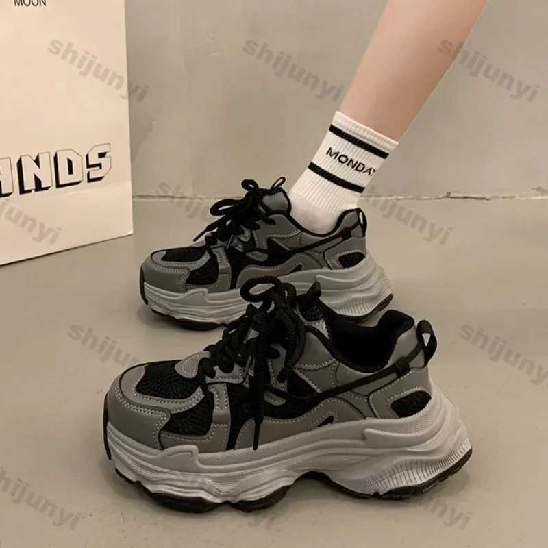 Chunky Platform Sneakers for Women Spring Fi Thick Sole Vulcanized Shoes Woman N Slip Mesh Breathable Casual Sports ShoesXJ260702