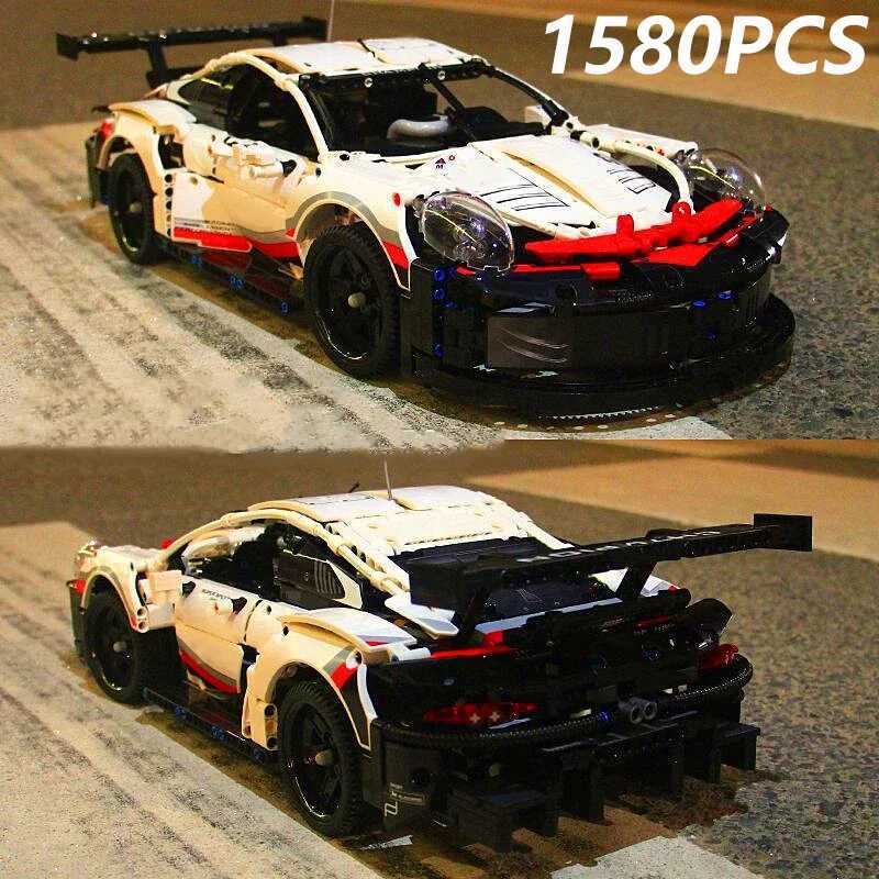 New 1580PCS Remote Control Car Building Set 1 10 Technical Sport Racing Car Building with Motor and LED Light Kit Toy Adult Gift Y250701