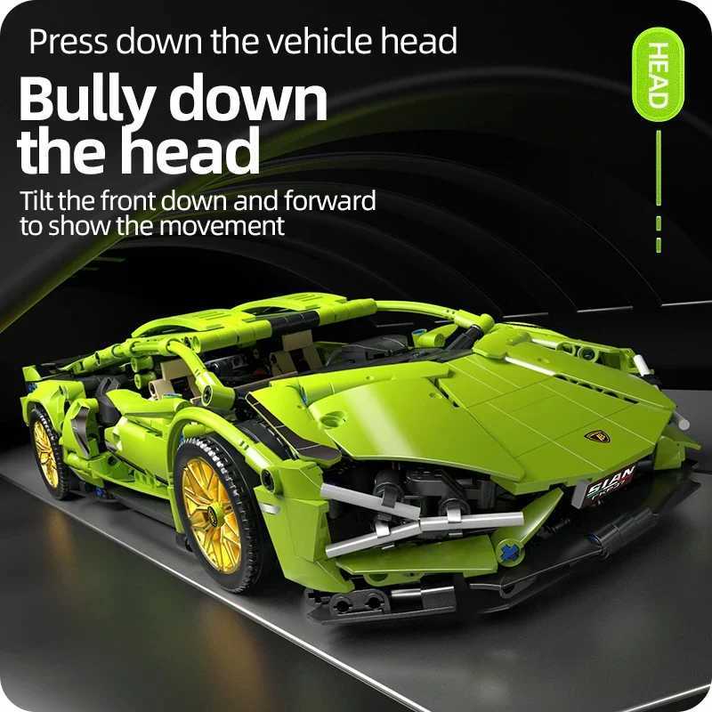 Technical Super Speed Green Lamborghini Sports Car Model Building Blocks Famous Vehicle Assemble Bricks Kid Toys for Adult Gift XJ250702