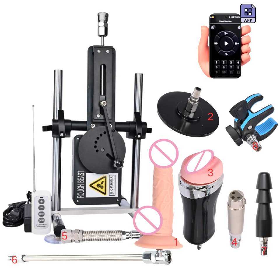 Rough Beast Female Sex Machine Automatic Masturbation Pump Gun Remote Control Adult Sex Machine and Big Dildo Sex Machine Toy W250702
