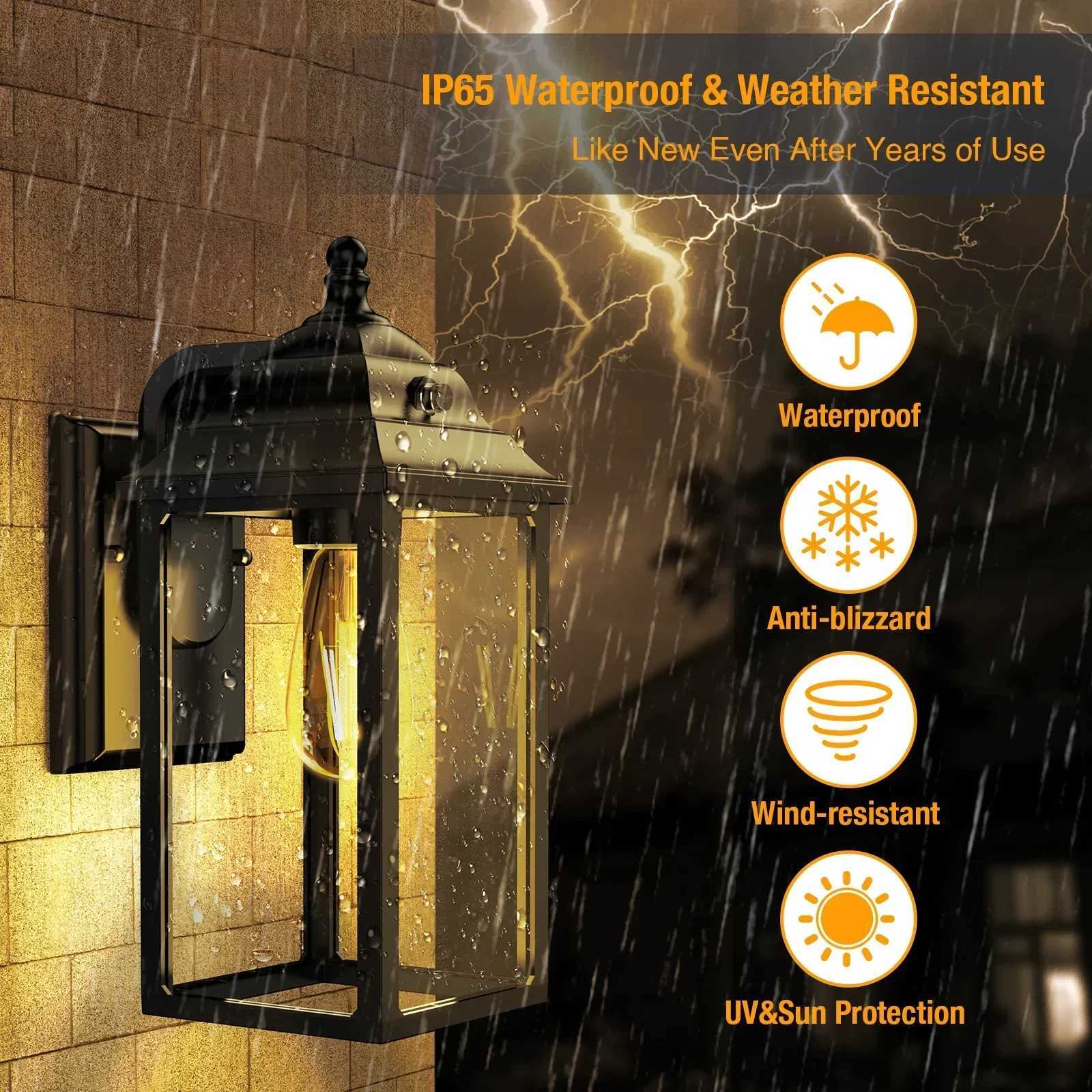 2 Pack IP65 Waterproof Outdoor Wall Lights - Porch Lights Outdoor Wall Lights Decor for House Exterior Patio Garage Lights XJ250624