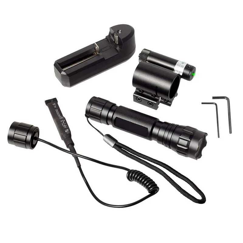 Tactical 1200 Lumens Flashlight Rechargeable Weapon Light Gun Light Pressure Switch for Picatinny Rail Charger 20mm RailXJ250701