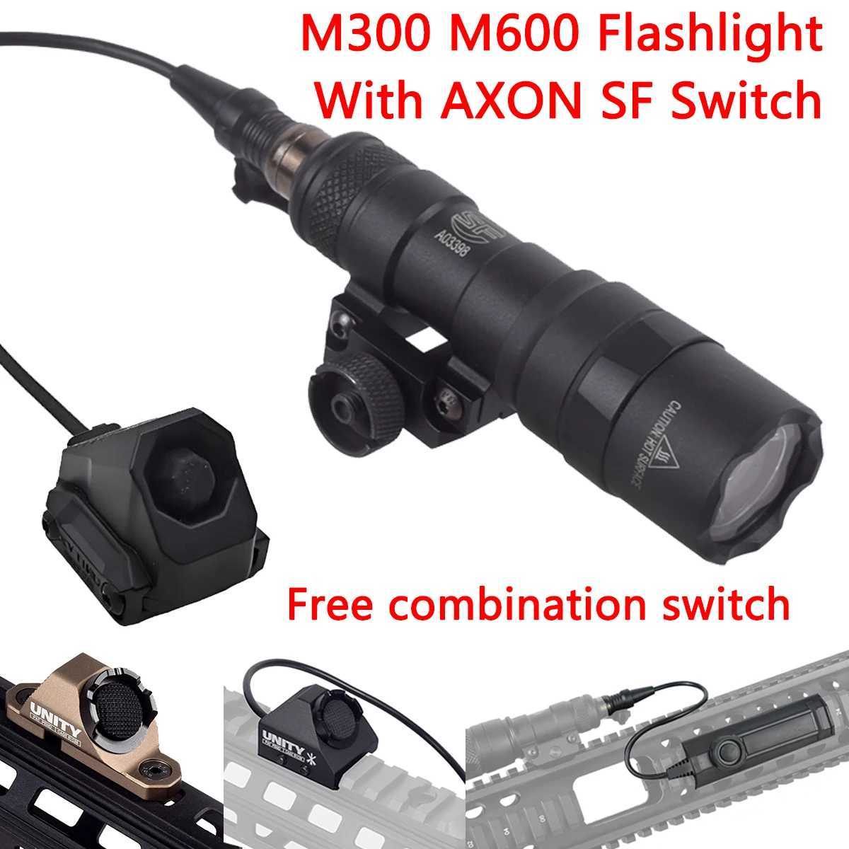 Surefire M300 M600 Flashlight With AXON Dual Function Remote Pressure Switch 20mm Rail Rifle Airsoft M600C Weapon Scout Light XJ250701