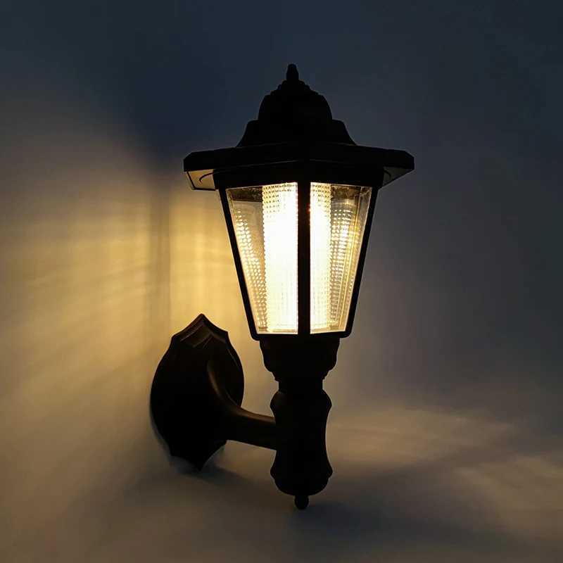 Retro Solar Wall Lights Outdoor Hexagonal Lamp IP65 Waterproof Fence Light LED Landscape Lighting for Courtyard Garden Decoration XJ250624