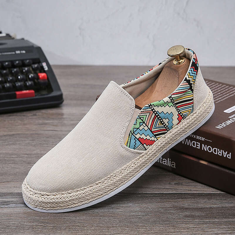 Casual Free shipping big size Corduroy Low-top Fisherman Canvas Slip-on Lazy Cloth Trendy Men's Shoes