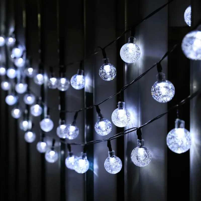 2024 New Solar Crystal Globe LED String Lights LED Solar Outdoor Light IP65 Fairy Light Christmas Garland for Garden Party Decor W250701