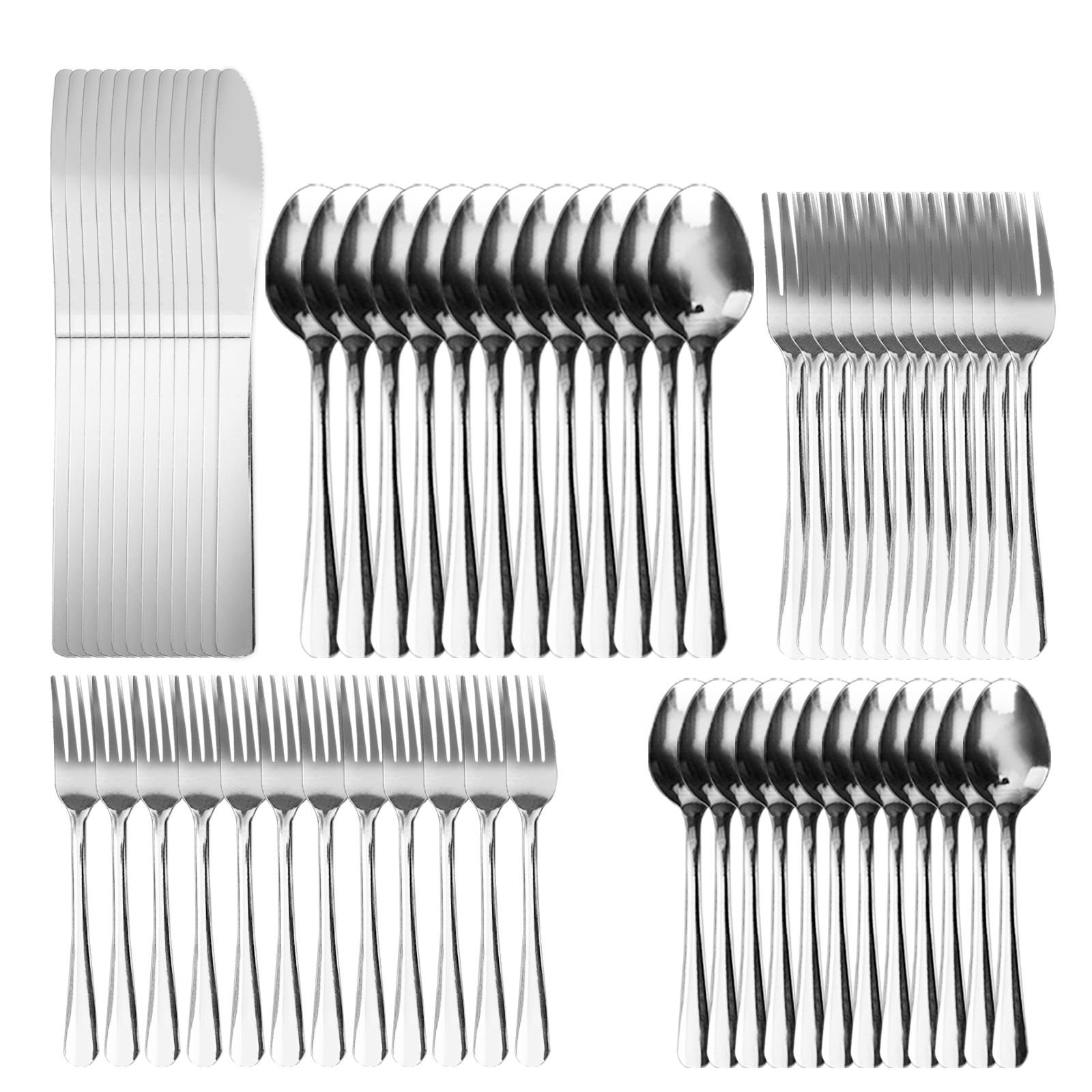 Windsor 60pcs Stainless Steel Flatware Set Service for 12, for Hotel/Restaurant/Wedding/Camping/Daily, Dishwasher Safe