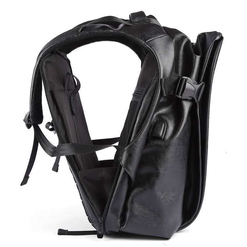 Men Leather Waterproof Laptop Backpack, Large Capacity Business Backpack with USB Charging, Male Travel Sport Daypack