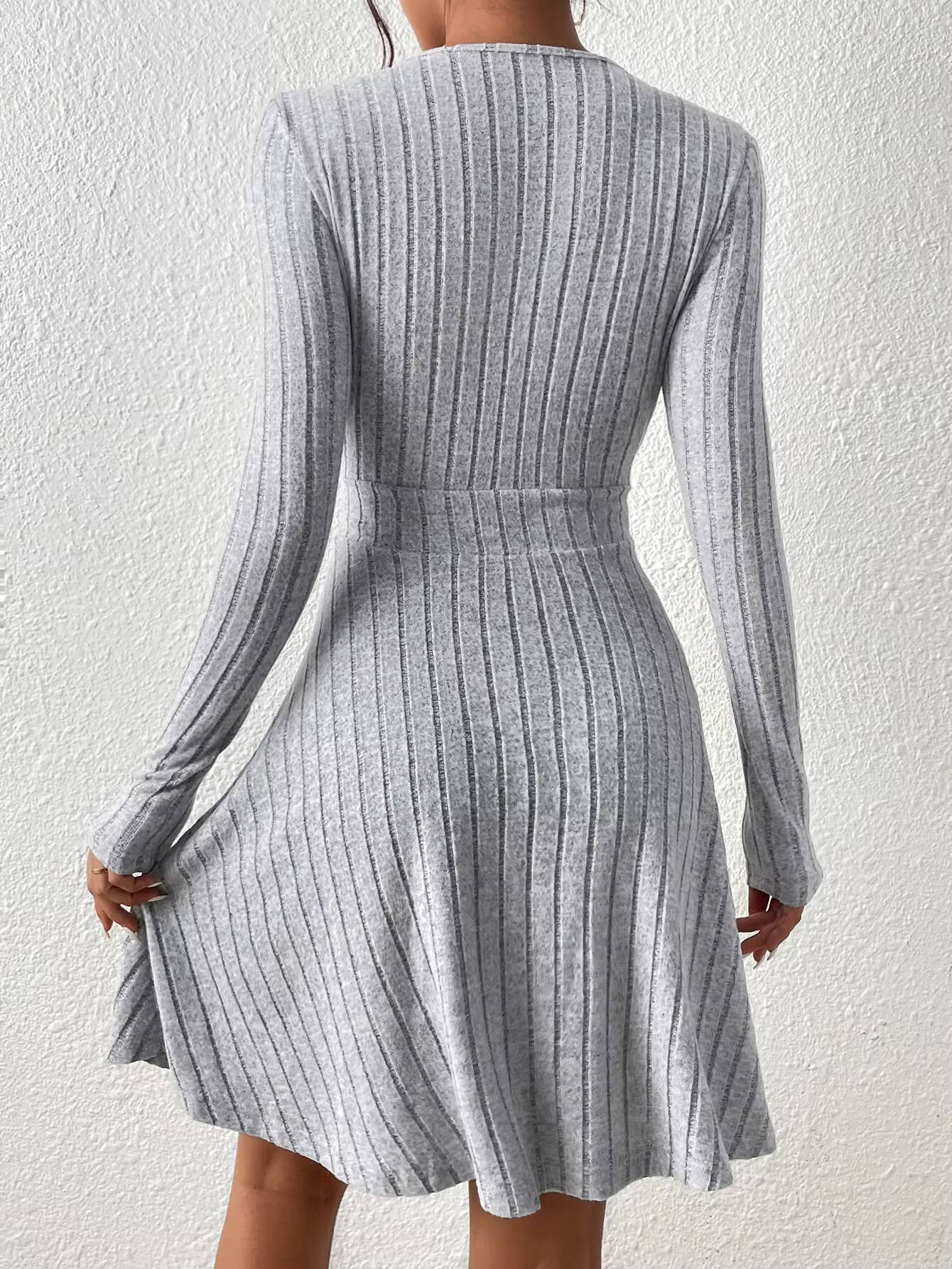 New for autumn/Winter 2024 Women Knit Slim Sexy Bodycon V-Neck Long Sleeve Solid Casual Midi Sweater Dress ddmysept ddmysept ddmysept