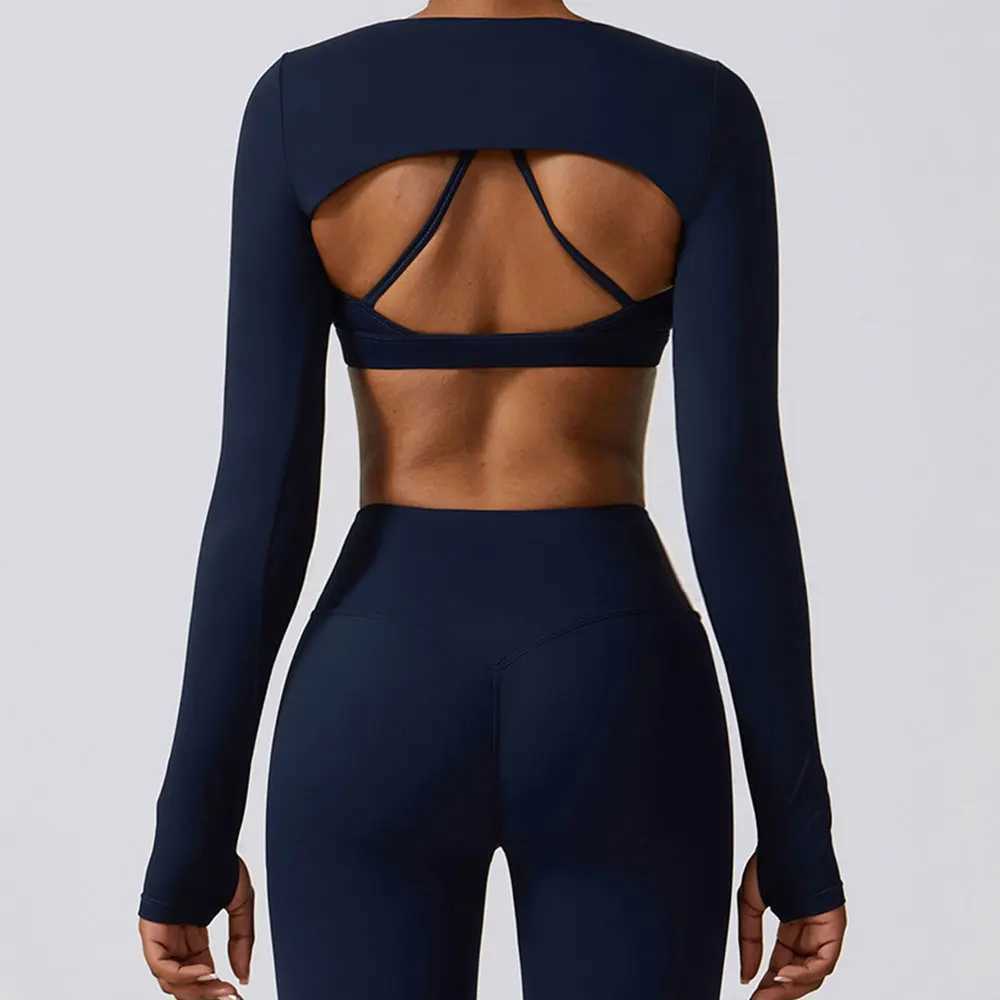 Sports Camisole Yoga Long Sleeve Shawl Yoga Top Nude Fitness Top Gym Push Ups Workout Top Running Sports Smock XJ250702