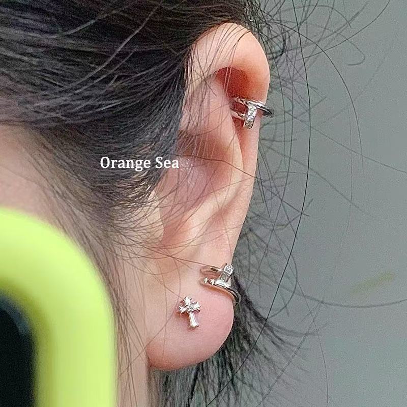 S925 Sterling Silver Nail Earrings For Women Ladies' Jewelry Earrings Super Shiny Layered Studs Design High-end Feel Simple Designer Earrings And