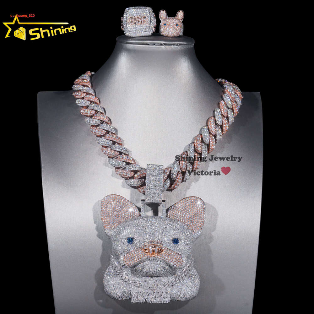 Custom Made Rapper Luxury Jewelry 925 Sterling Silver Iced Out Fully 3D Cute Dog Pendant VVS Moissanite Diamond Pendant