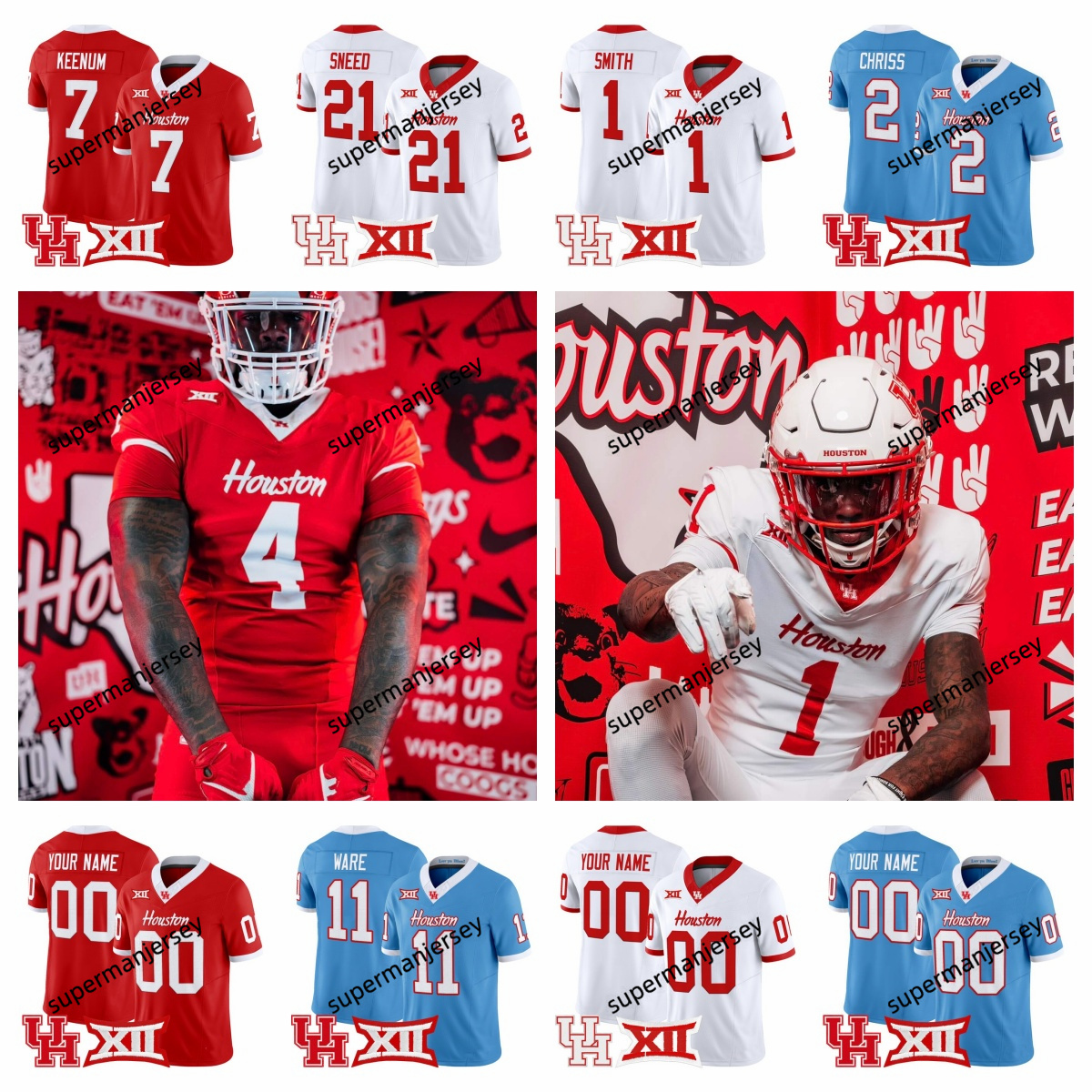 2025 Houstons Cougars Football Jersey S-3XL men women Zeon Chriss Andre Ware case Keenum David Klingler Stacy Sneed Parker Jenkins Manjack IV UH Football