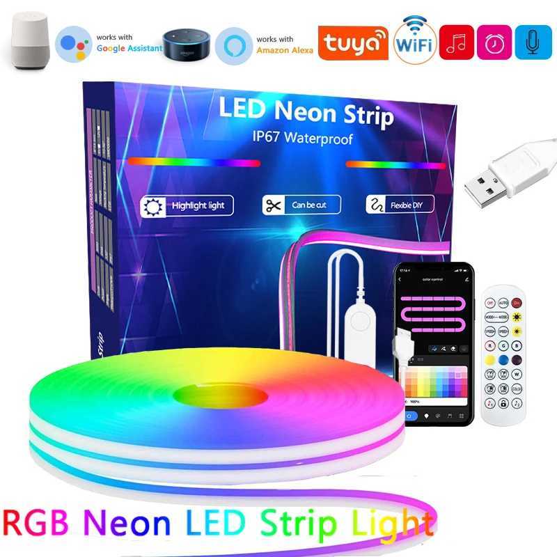 TUYA Neon LED Strip Lights 5V 84LEDs/M Silicone Neon Rope Light with Alexa Wifi APP Control Music Sync RGB Strip Tape for Room W250701
