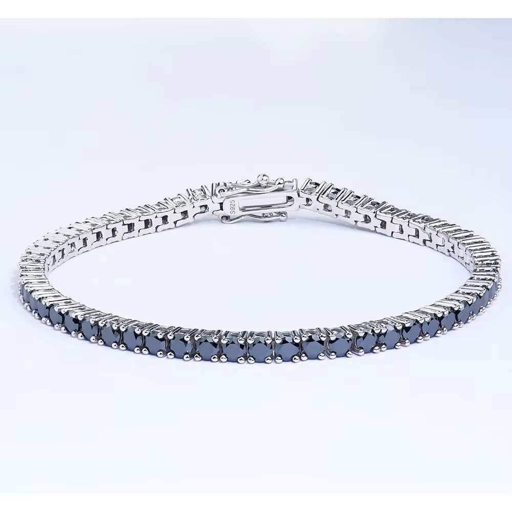 925 Sterling Silver Classic Women Men Blue Green 3mm Colorful Moissanite Tennis Bracelet