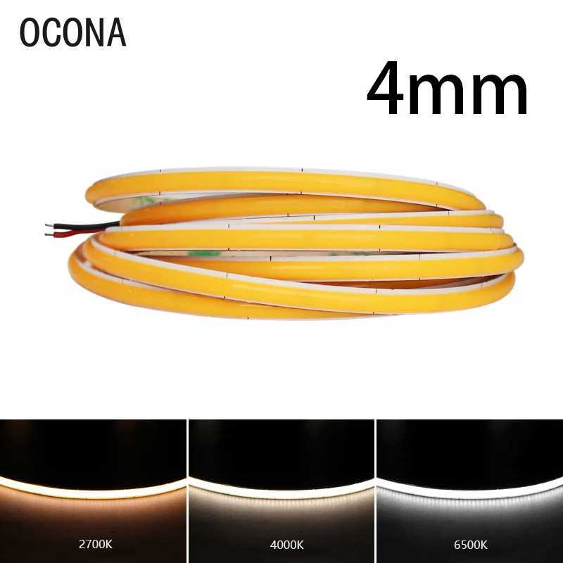 4mm Narrow COB LED Strip Lights for Car Wall Room Decoration 12V 24V 480LED Warm Cool White Tape Light Bar 5000K Ribbon Dimmable W250701