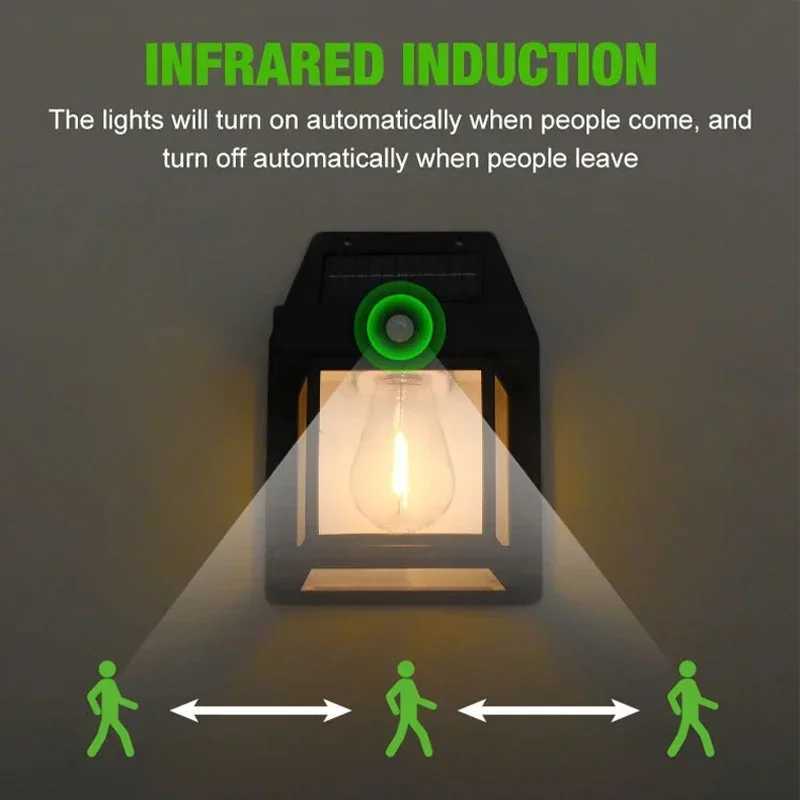 4PCS Solar Wall Street Lamp Waterproof Warm Light With Sensor Garden Decoration Solar Powered LED Outdoor Lighting Country House XJ250624