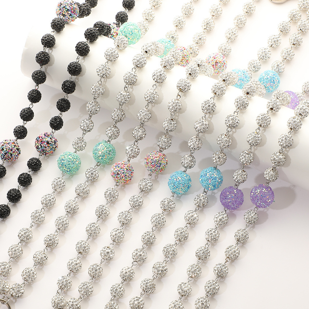 High-End Sense Men and Women Pants Chain Clay Diamond Ball Fashion Hip-Hop Waist Chain Handmade Curved Needle Body Chain