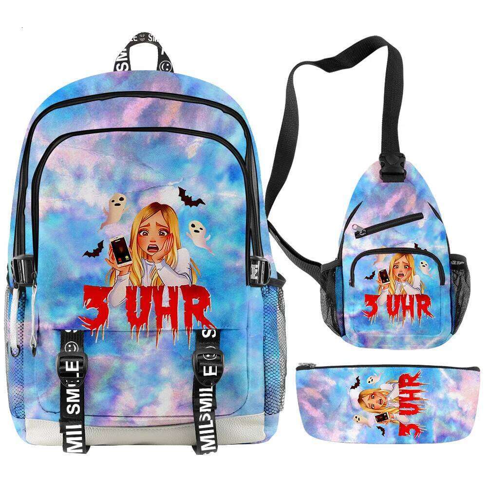 Novelty Anime Beki Fluffy 3D Print 3pcs/Set Student School Bags multifunction Travel Backpack Chest Bag Pencil Case