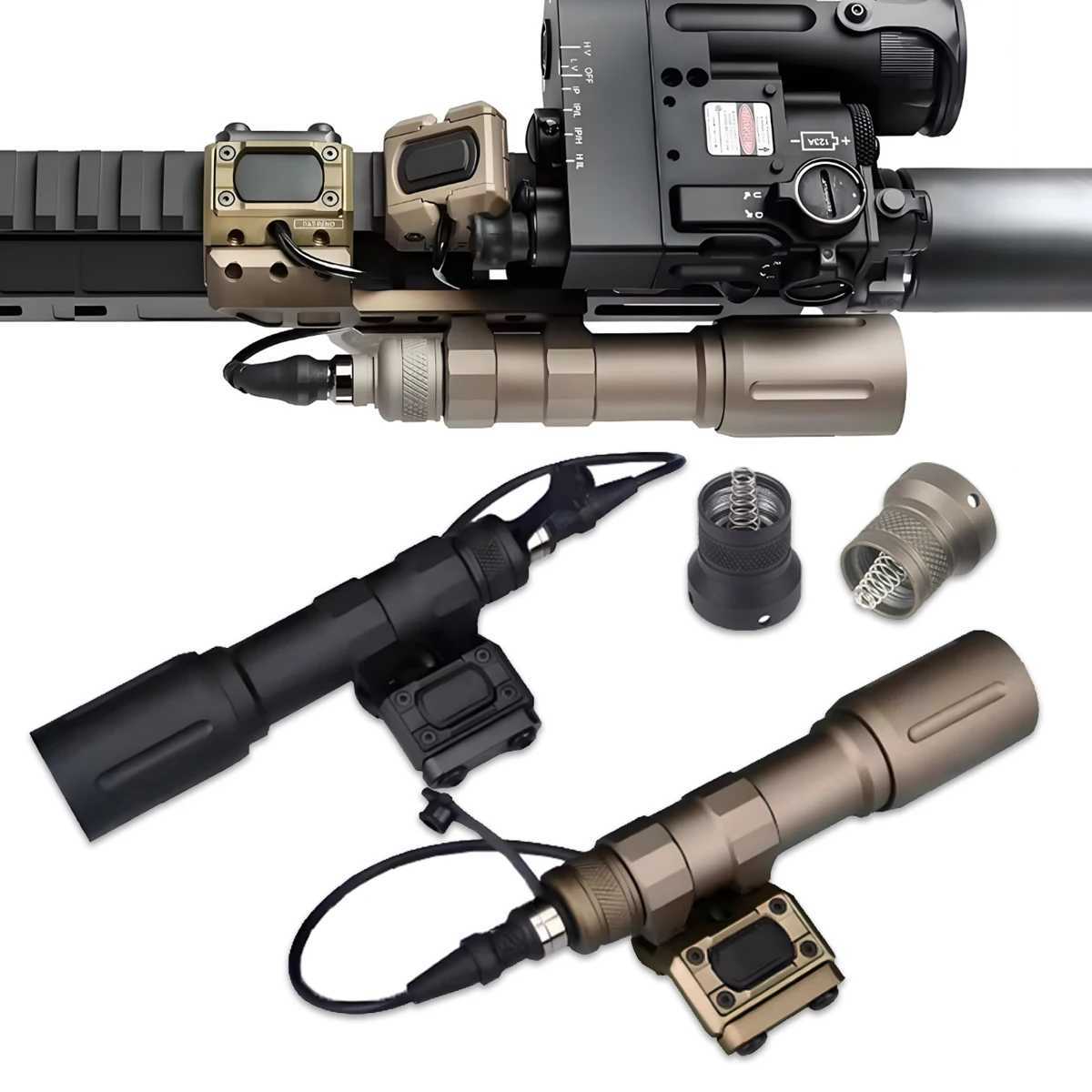 MOD PL V2 Flashlight High 1300 Lumens Tactical Weapon Gun Light With Pressure Remote Switch Spotlight UNIT Hot Button Mount W250701