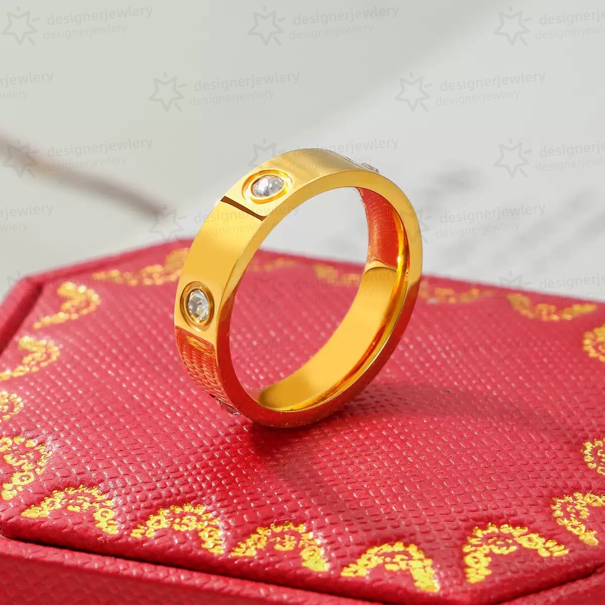 Gold Designer Rings for Women Men Jewelry Charm Diamond Love Ring Stainless Steel Silver Classic Permanent Wedding Engagement Gift Couples Nail Ring Designer Woman