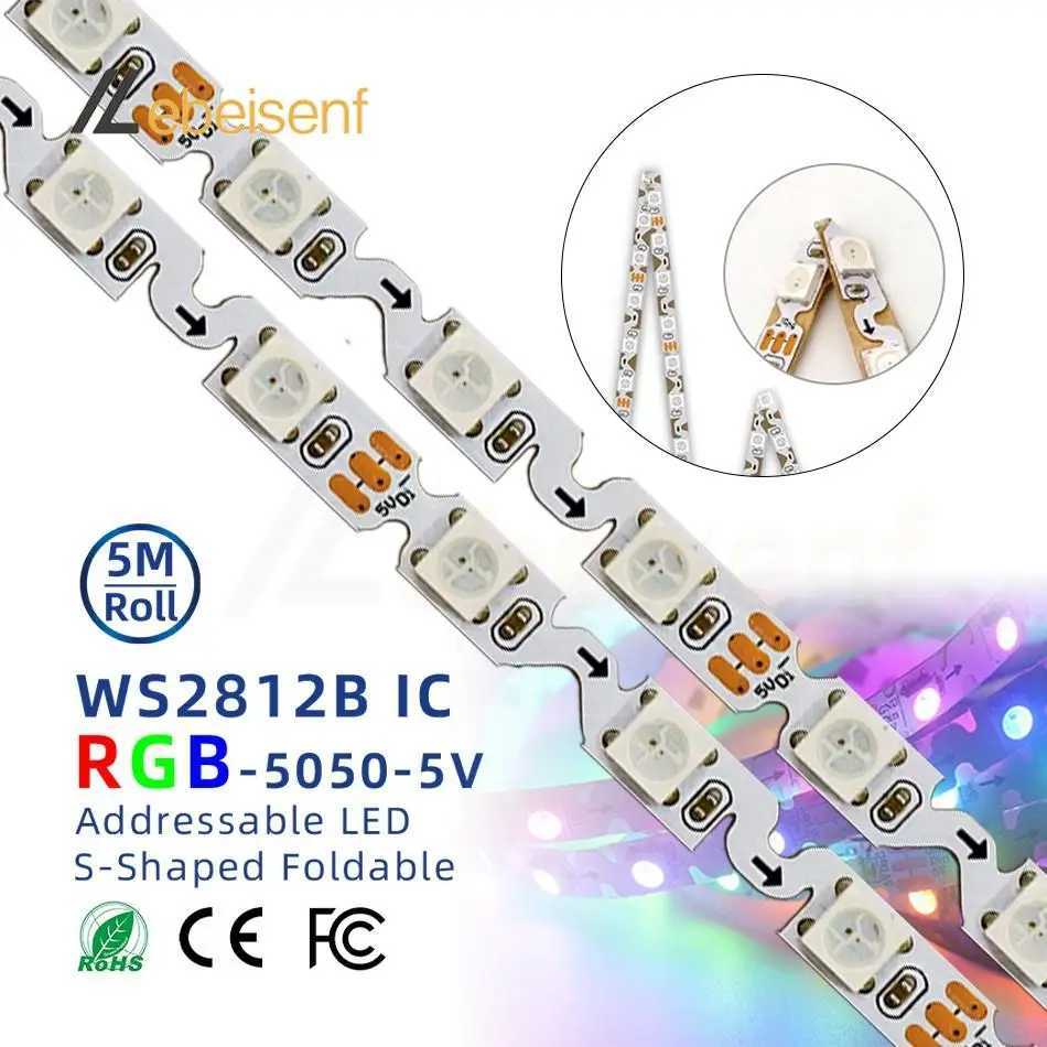 5M Narrow 6mm WS2812B DC 5V FPC S-Type 60 Leds/m SMD 5050 RGB Pixel IC Bendable Individually Addressable LED Strip Light Tape W250701