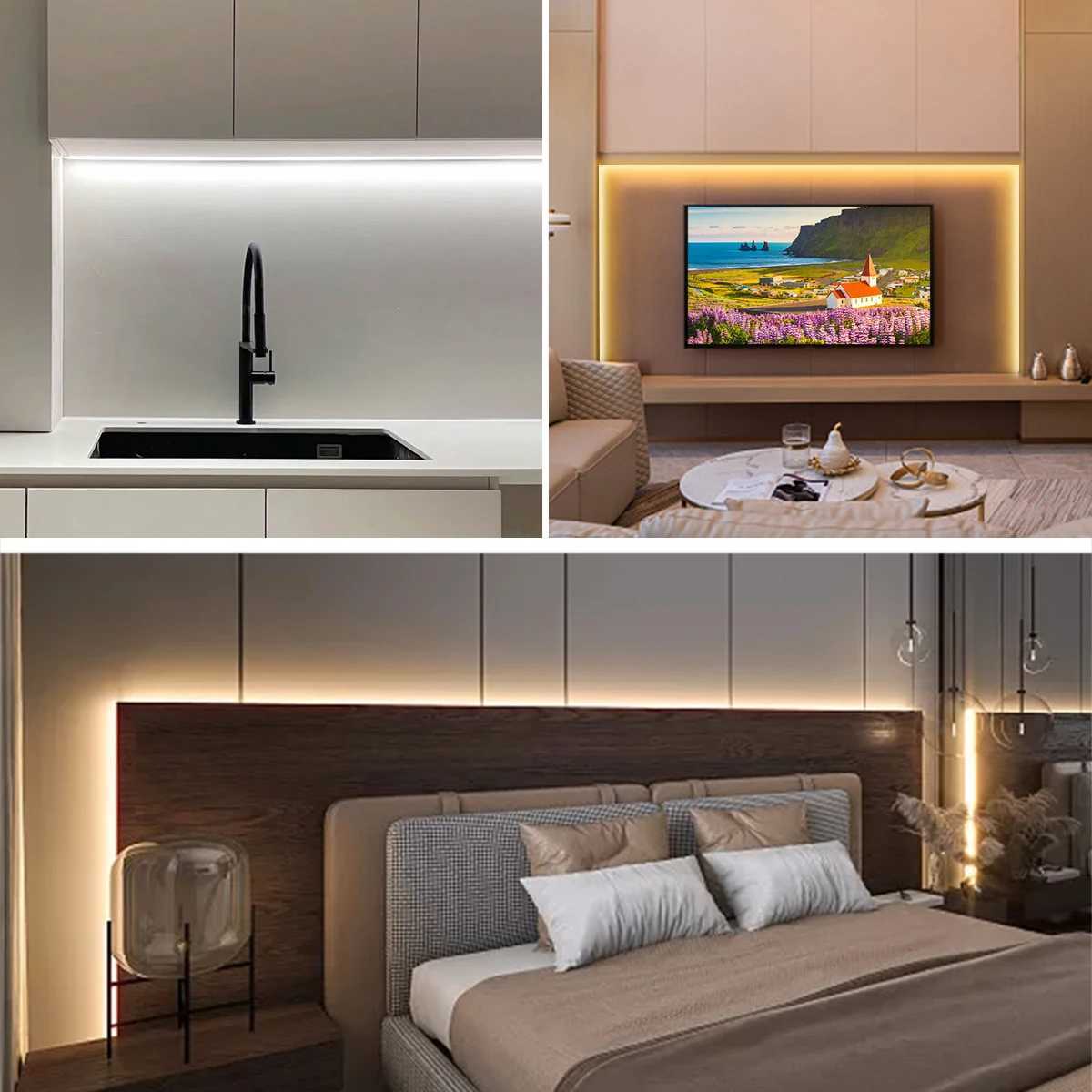 USB 5V Neon LED Strip Light Wireless Remote Controller veya Dimmable Dokunmatik Anahtar LED Iklar Halat Oda Duvar Dolap Dekor Aydnlatma W250701