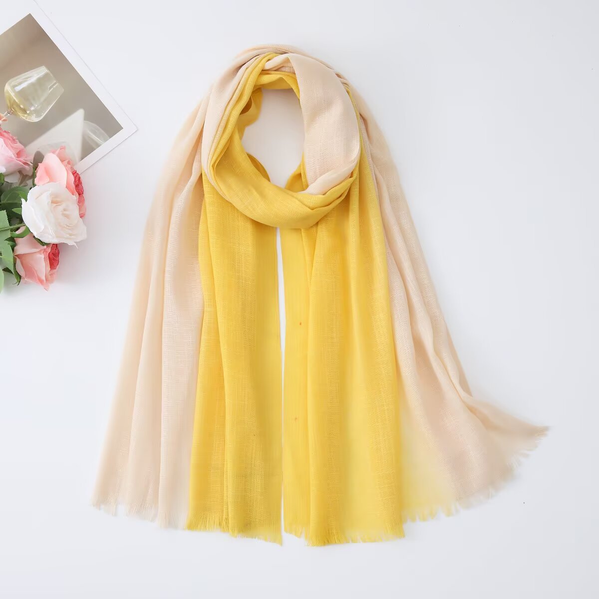K1210 Two-color bamboo cotton headscarf autumn and winter two-end long scarf Middle Eastern headscarf Arab headscarf shawl wholesale