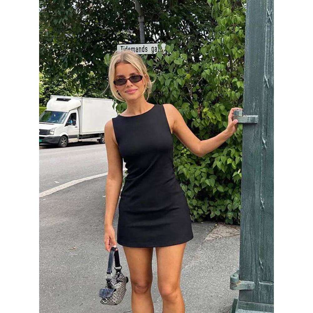 hoodie Wear Woman Dress Sleeveless Knit Slim A-Line Female O-Neck Seveless Mini Dresses Sheath Summer Clothing Streetwear Y2k jacket