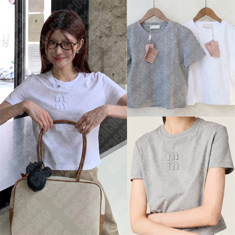 Designer Clothes Women Luxury Shirt Femme Short Slim Tshirt Gray pink Tee Shirts Summer Daily Outfit Woman T Shirt Cotton Tees Top