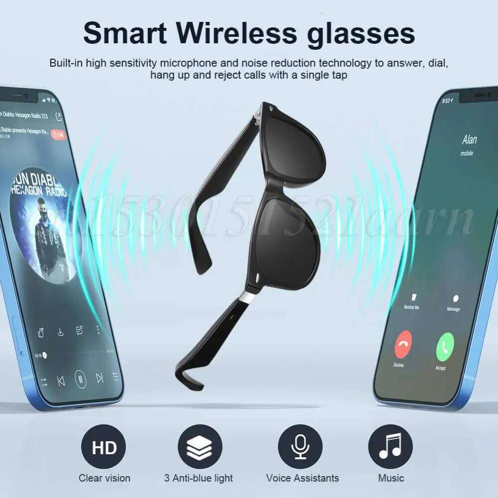AI Smart Translate Eyeglasses IP67 Waterproof Portable Music Play Rechargeable Wireless Sports Sun Glasses for Men Women