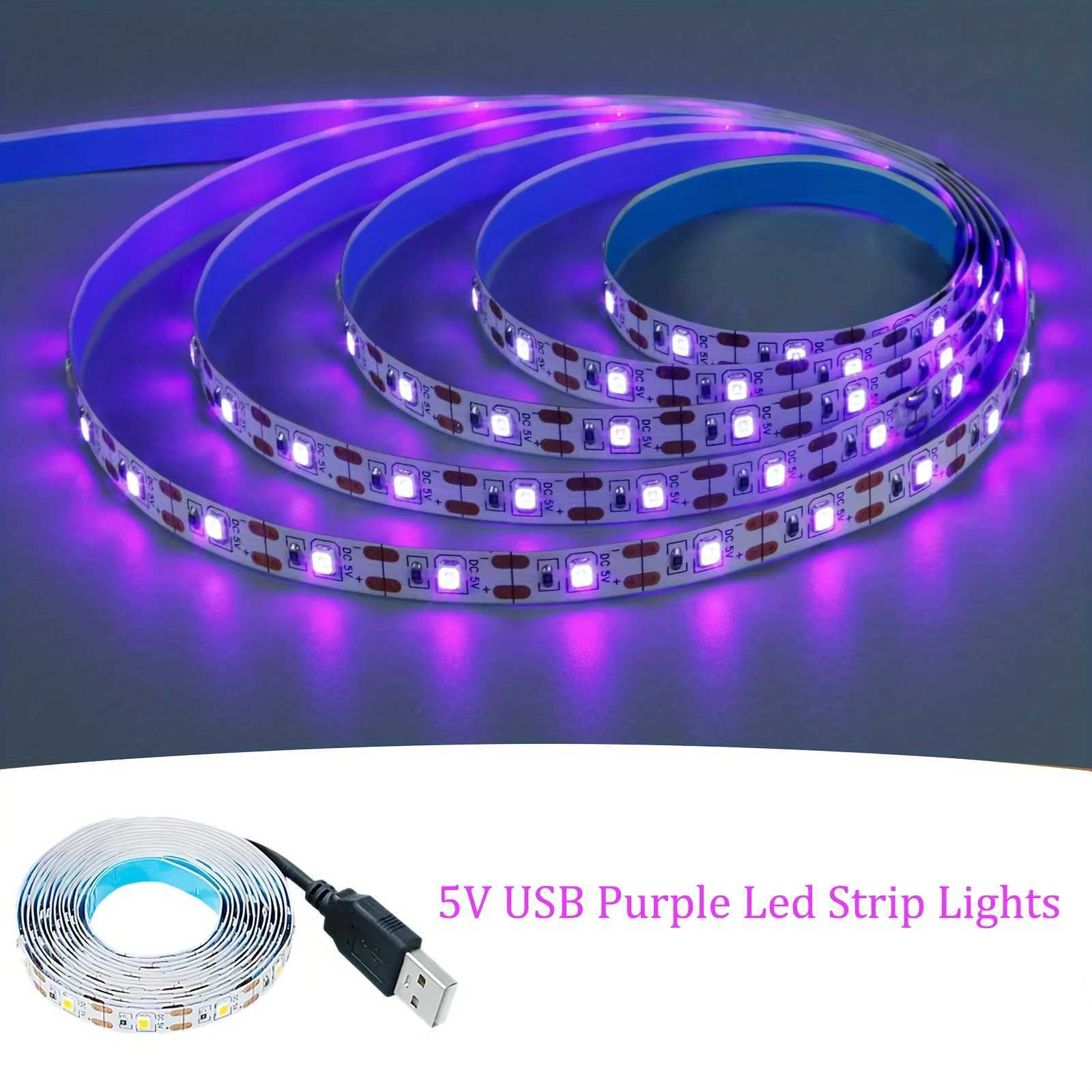 Purple 5V USB LED Strip Lights for Smart TV Backlighting Gaming Room Decor Christmas Lights Kitchen Closet Wardrobe Decoration W250701