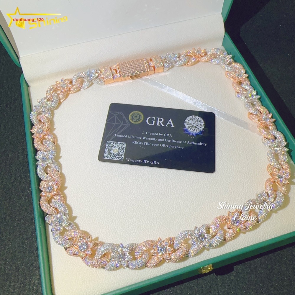 Pass Diamond Tester 15mm Necklace VVS Moissanite 925 Sterling Silver Hip Hop Diamond Miami Cuban Link Chain