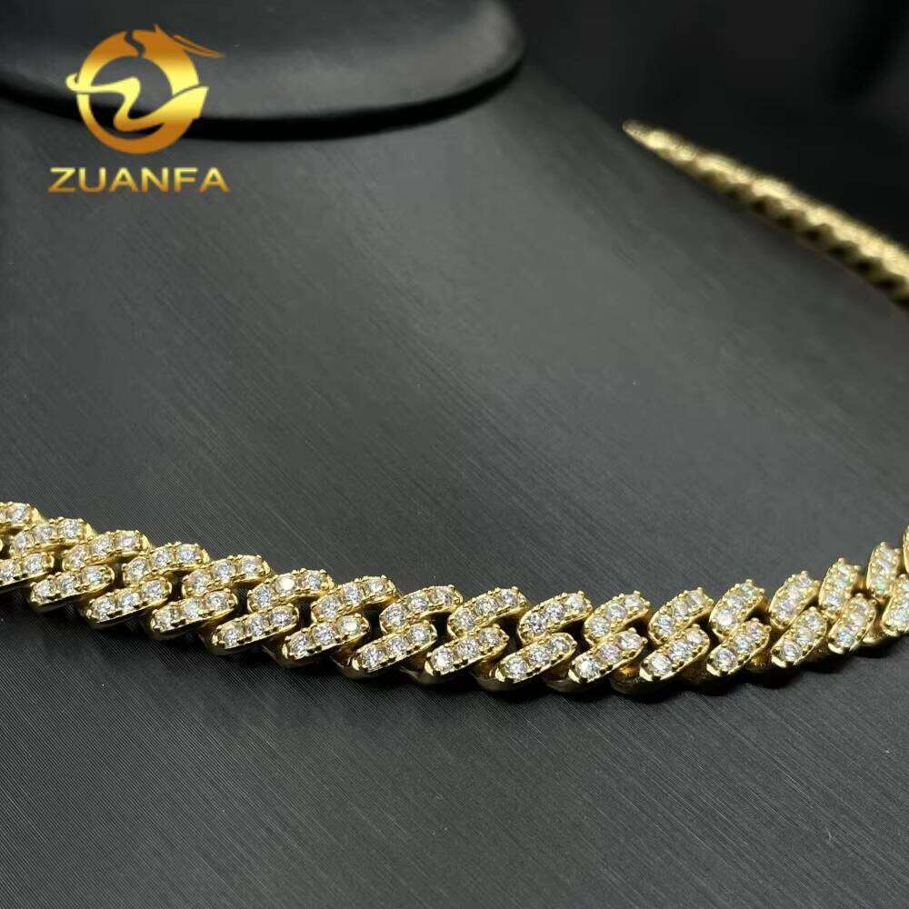 Iced Out Pearl 8Mm Single Row Sier Gold Plated Mens And Womens Cubic Zirconia Cuban Chain Necklace