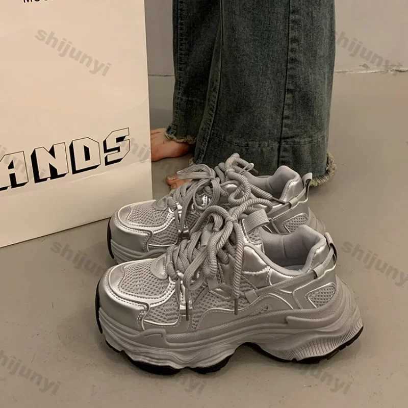 Chunky Platform Sneakers for Women Spring Fi Thick Sole Vulcanized Shoes Woman N Slip Mesh Breathable Casual Sports ShoesXJ260702