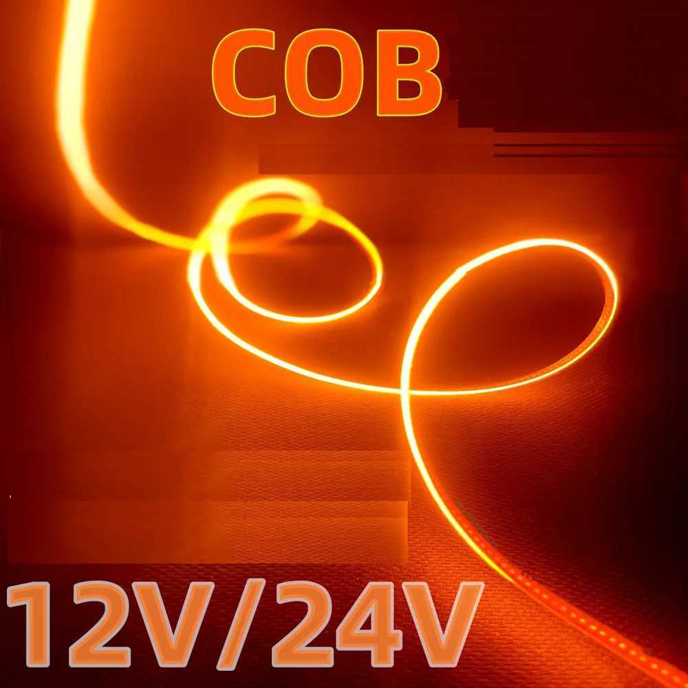 5m 3mm 5mm 8mm Orange Red Amber LED Flexible Strip 1700k 1800k 1900k DC12v 24v Soft Light Tape Orange Cabinet Car Backlight W250701