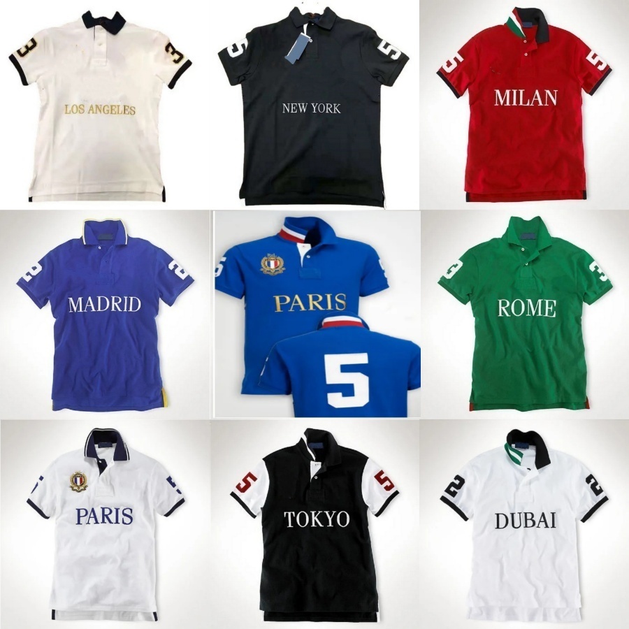 Mens Polo Shirt Designer Polo T Shirt Men Designer Shirts for Men City Name ITALIA Chicago New York MIAMI Short Sleeve Cotton Embroidery 5XL Man Tee T-Shirt For Men