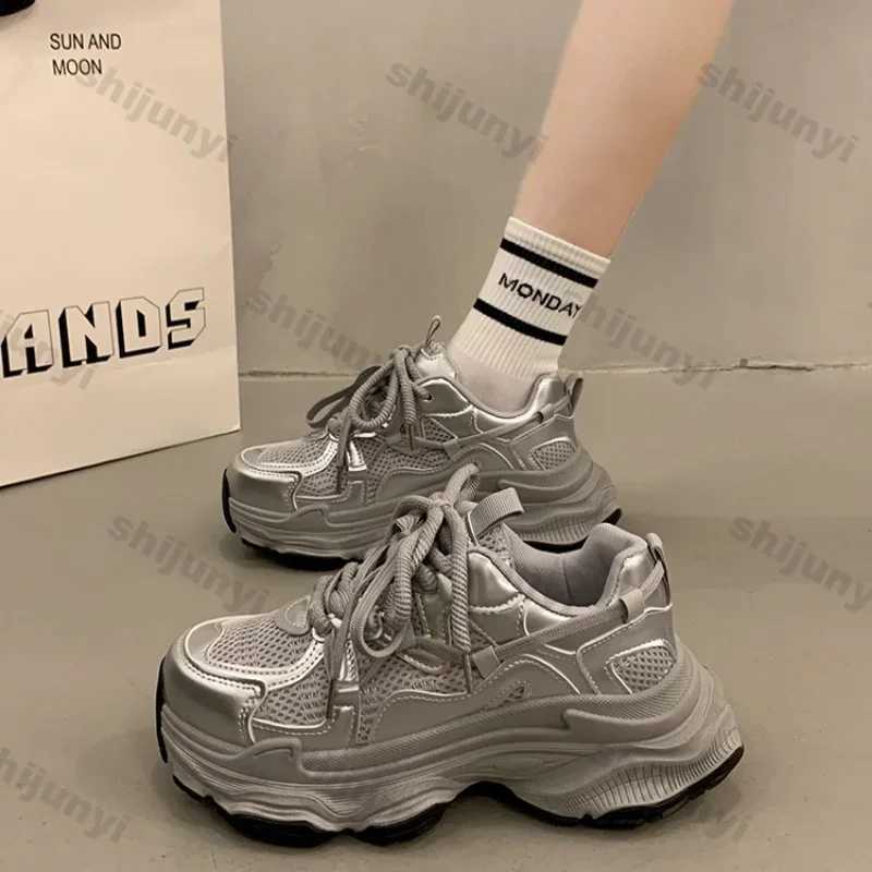 Chunky Platform Sneakers for Women Spring Fi Thick Sole Vulcanized Shoes Woman N Slip Mesh Breathable Casual Sports ShoesXJ260702