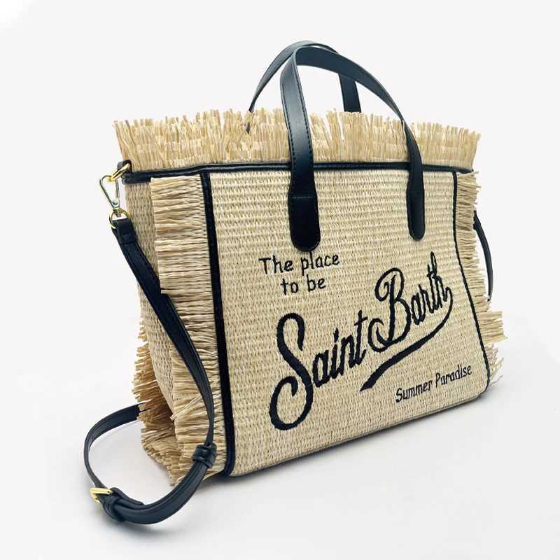 Ladies Handbag New Small Straw Mat Hand Embroidered Letter Woven Fashion Canvas High Quality Multifunctional Ladies Tote Bag W250702