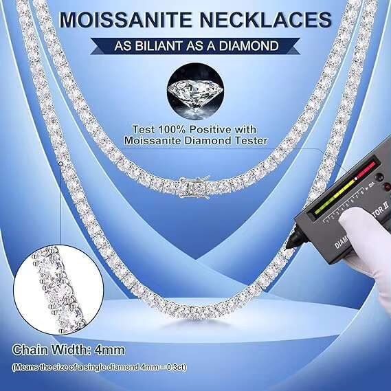 High Quality Moissanite Hip Hop Jewelry Cuban Chain Tennis Chain S925 Sterling Silver Vvs Moissanite Diamond