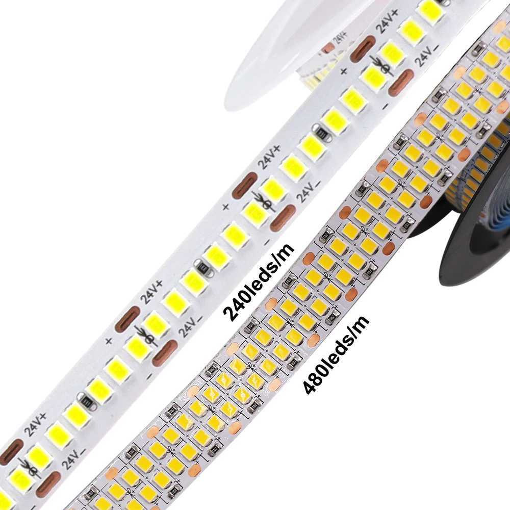 5M 10M LED Strip 12V 24V 2835SMD Flexible LED Ribbon Tape Light 240 480 LEDs/m Warm/Natural/White Red Green Blue for Home Decor W250701