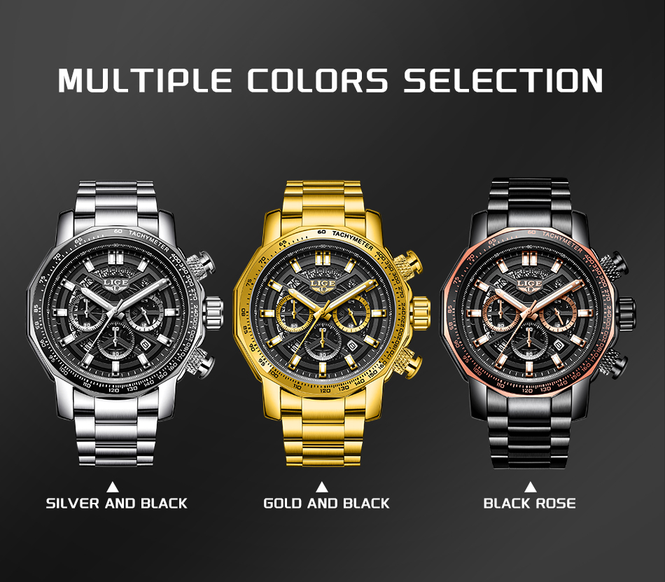LIGE Men's Quartz Watch Waterproof Watch Top Brand Men's and Women's Universal Style Square Case Fashion Business Watch Holiday Gift Te
